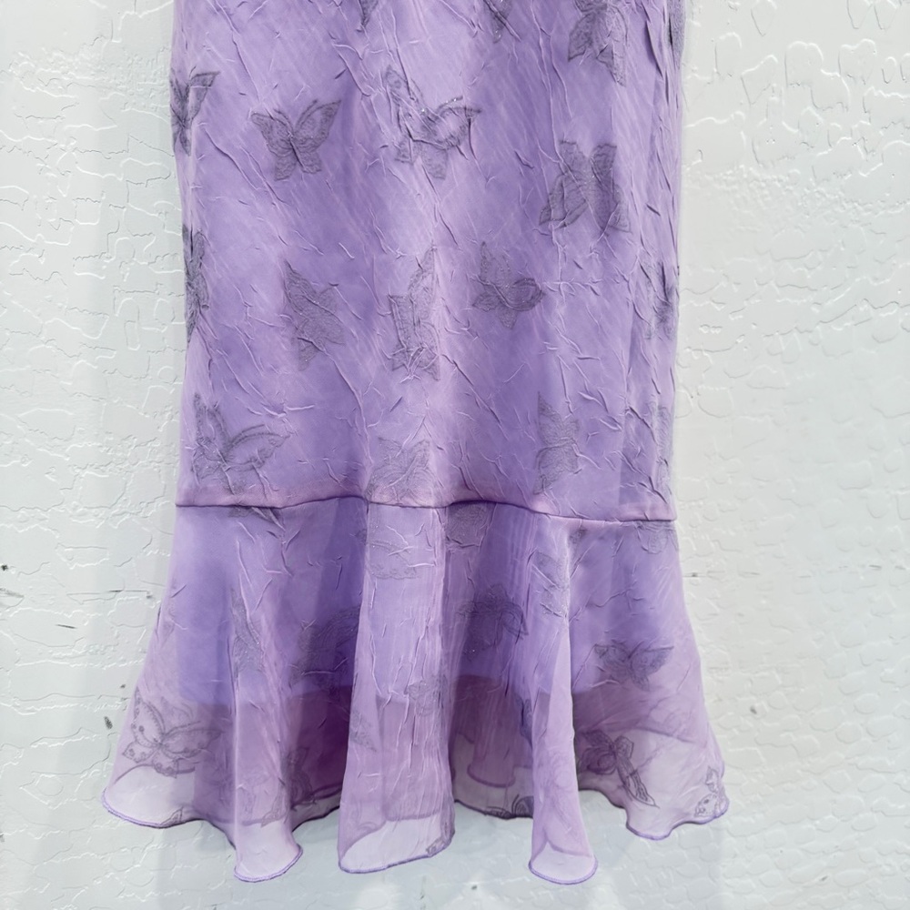 Y2K Byer California Butterfly Dress Midi Purple Womens 16 Sparkles Whimsigoth - Picture 7 of 10